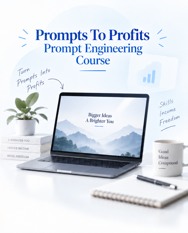 Prompts To Profits Prompt Engineering Course Flatlay